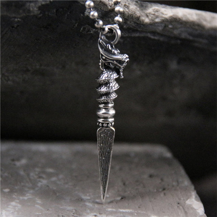 ❗❗❗Una venta flash: colgante de collar de protección Dorje Vajra con diseño del Año del Dragón de plata de ley 925 con Buddha Stones