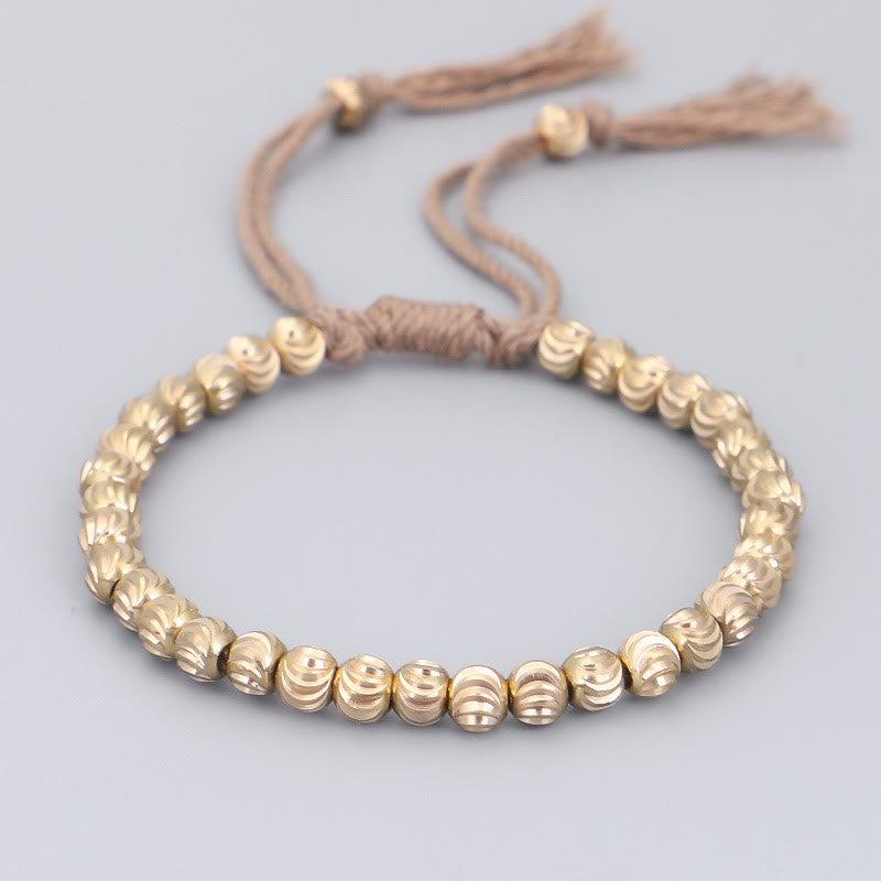 Pulsera de hilo de la suerte con cuentas de cobre hechas a mano tibetana con Buddha Stones