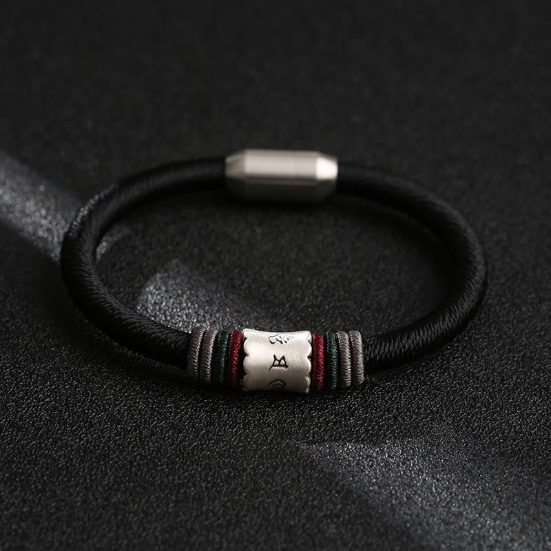 Pulsera con hebilla magnética de plata de ley 999 con Buddha Stones Om Mani Padme Hum Peace - image 1