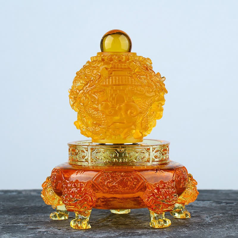 Buddha Stones Feng Shui dragón auspicioso hecho a mano Liuli cristal giratorio pieza de arte suerte decoración de la Oficina del hogar