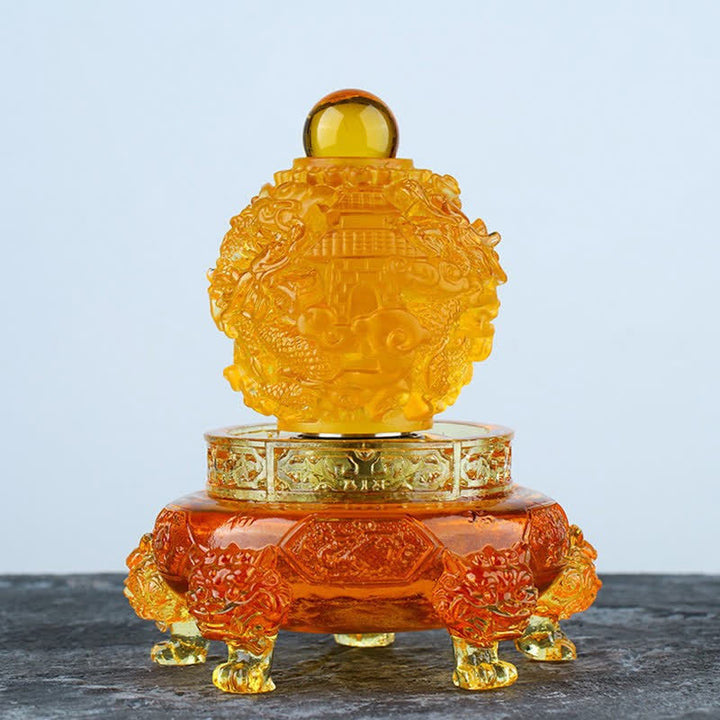 Buddha Stones Feng Shui dragón auspicioso hecho a mano Liuli cristal giratorio pieza de arte suerte decoración de la Oficina del hogar