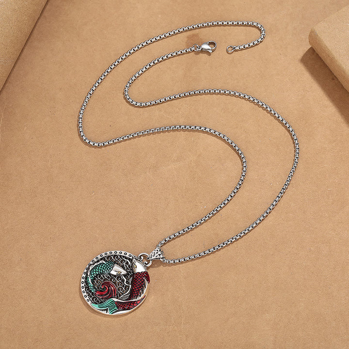 Collar curativo de peces Koi de cobre tibetano con Buddha Stones