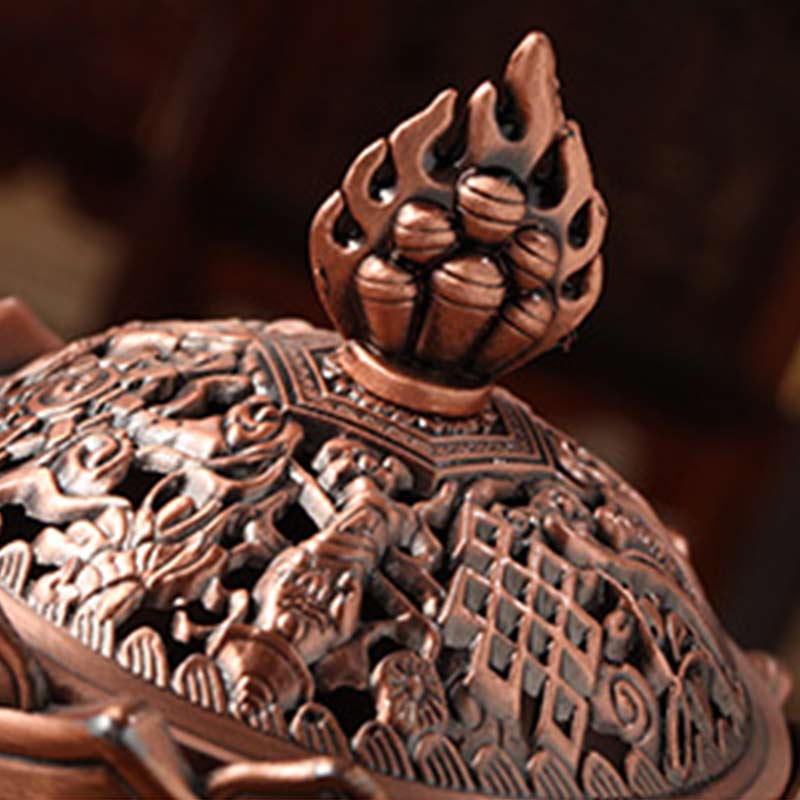 Quemador de incienso purificador en forma de loto tibetano con Buddha Stones