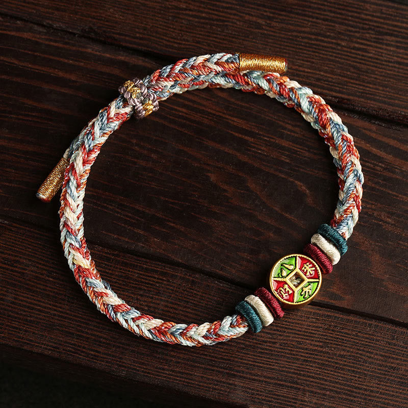 ❗❗❗Una venta flash: Buddha Stones, cuerda colorida, la riqueza viene de todas las direcciones, pulsera de la suerte hecha a mano con ocho hilos y nudo de la paz