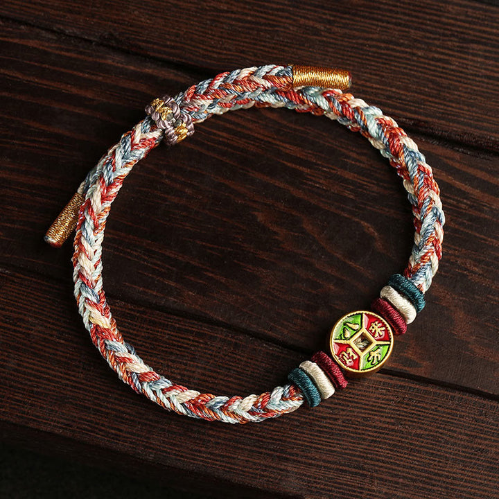 ❗❗❗Una venta flash: Buddha Stones, cuerda colorida, la riqueza viene de todas las direcciones, pulsera de la suerte hecha a mano con ocho hilos y nudo de la paz
