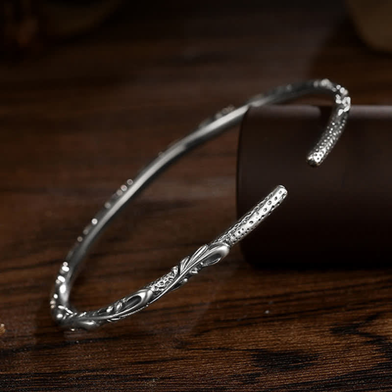 Brazalete de plata de ley 925 con diseño de vides hechas a mano
