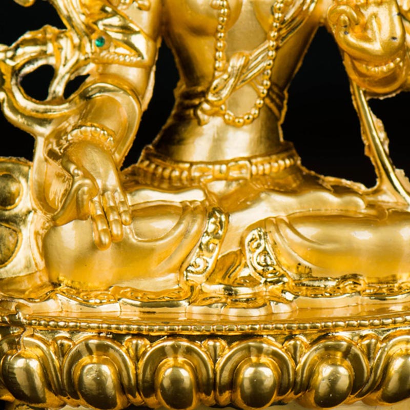 Decoración de estatua chapada en oro con protección de esperanza de Tara Blanca Bodhisattva