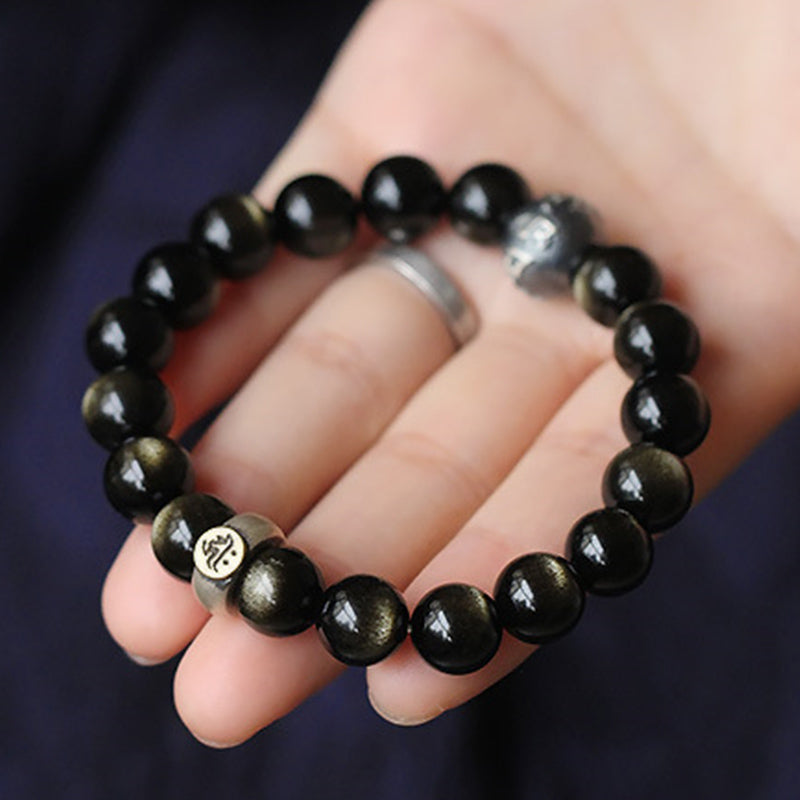 Pulsera de purificación de obsidiana de Buda natal del zodiaco chino de Buddha Stones