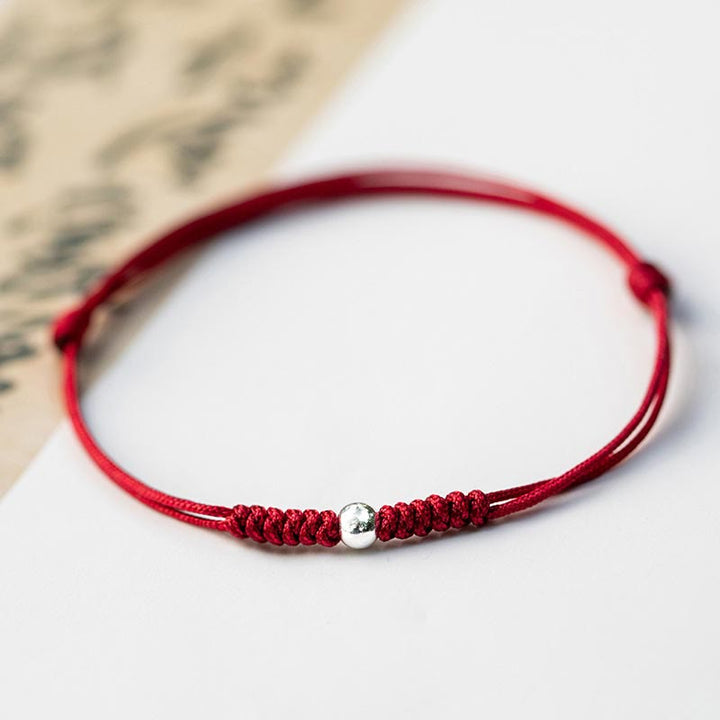 Pulsera trenzada de hilo rojo con protección de cuentas de la suerte de plata de ley 925 con Buddha Stones - Cuentas redondas - Rojo oscuro (circunferencia de la muñeca 14-18 cm) - image 14