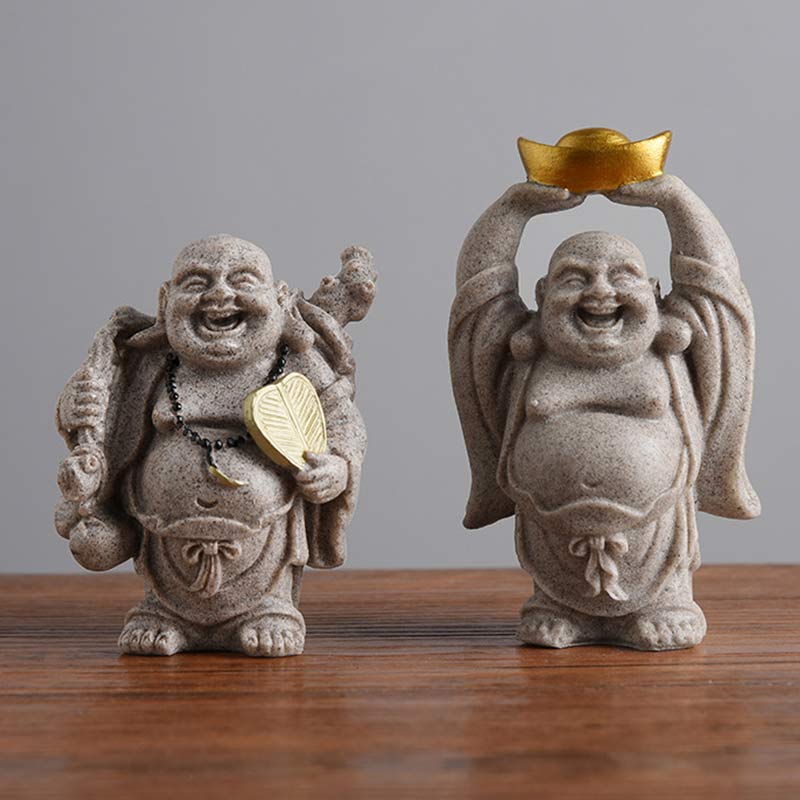 Buddha Stones estatua de resina de Buda sonriente bendición decoración del hogar