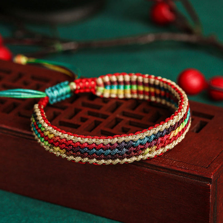 Pulsera de hilo trenzado con protección multicolor de arcoíris hecha a mano con Buddha Stones del Tíbet