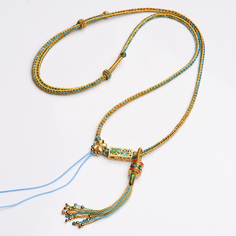Colgante de collar de riqueza de cobre con cadena colorida de Buddha Stones