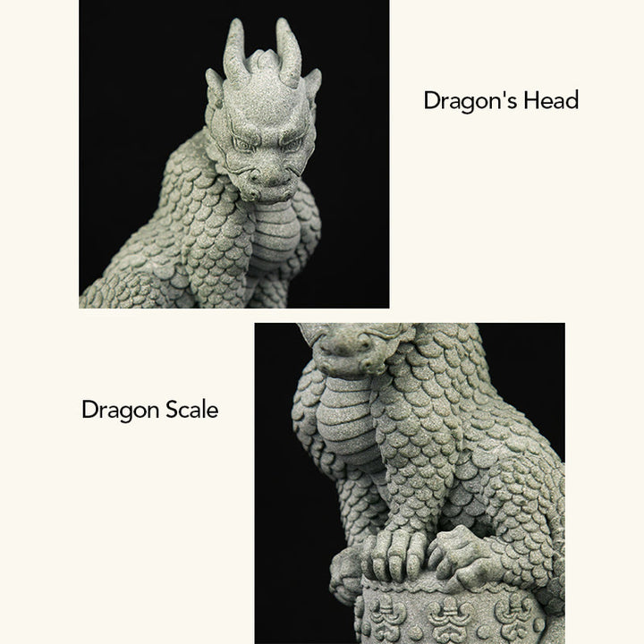 Buddha Stones Feng Shui, dragón sentado de pie, éxito, suerte, decoración del hogar