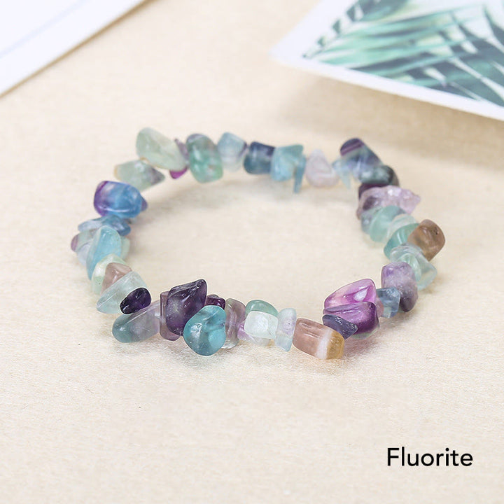 Pulsera calmante de calidez de piedra de cristal de forma irregular natural - Fluorita (circunferencia de la muñeca: 15-18 cm) - image 16