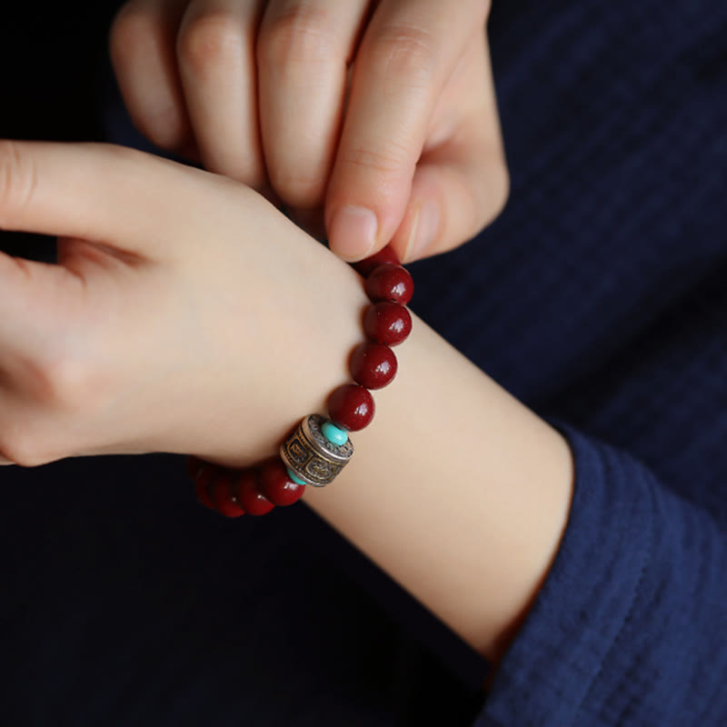 Pulsera de plata de ley 925 con Buddha Stones , zodíaco chino, Buda natal, cinabrio, Om Mani Padme Hum