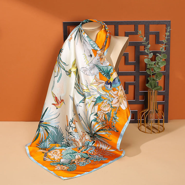 Buddha Stones escena pastoral globo aerostático flor de primavera 100% seda de morera cuello bufanda para el pelo - image 34