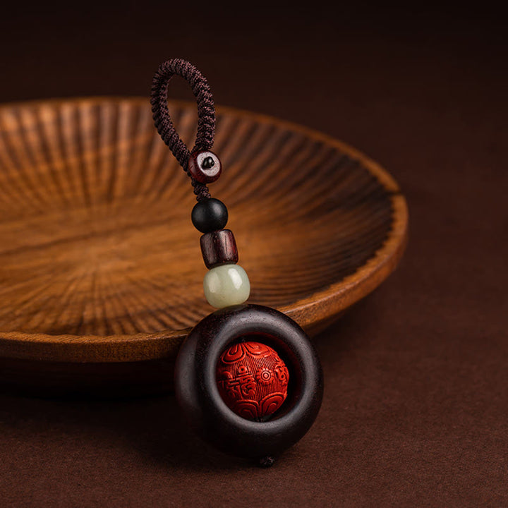 Buddha Stones Tíbet Om Mani Padme Hum PiXiu moneda de cobre hoja pequeña sándalo rojo cinabrio protección llavero