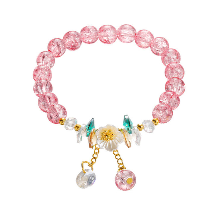 Pulsera de cuentas de cristal con dije de flor de diseño simple con Buddha Stones