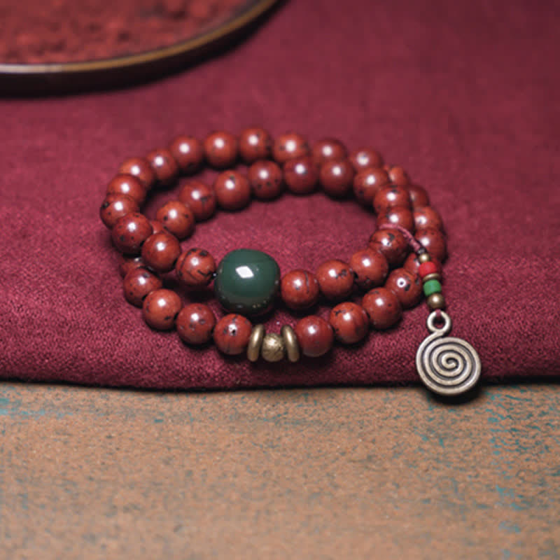 Pulsera de la suerte de la paz del cobre del jade cian de la semilla de Bodhi