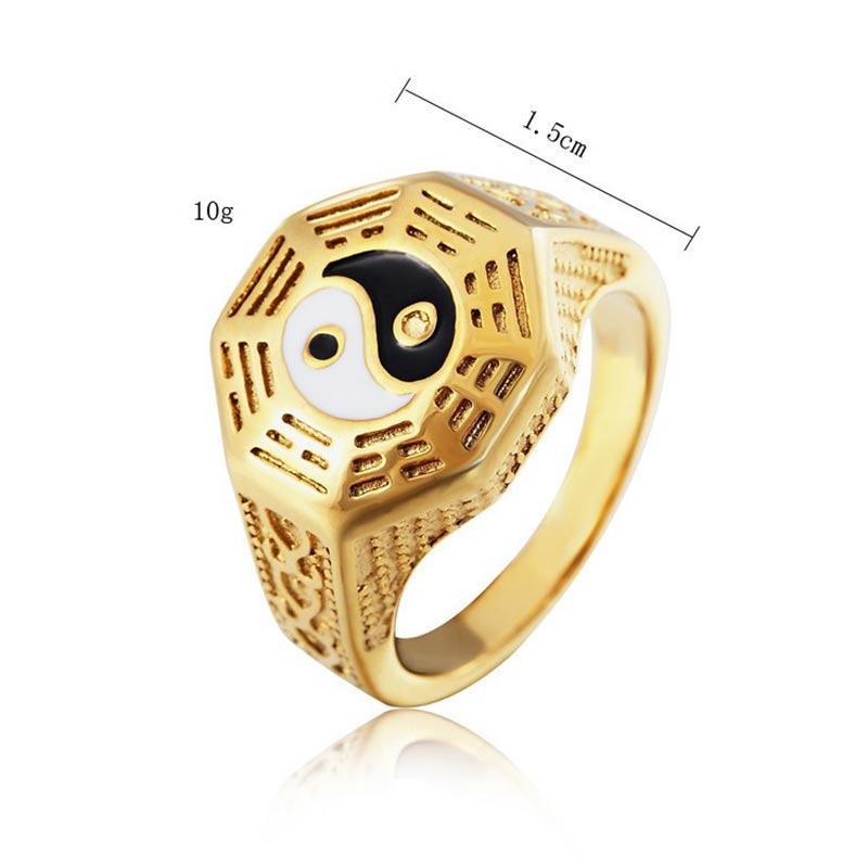 Anillo de la suerte de cobre con símbolo de Yin Yang