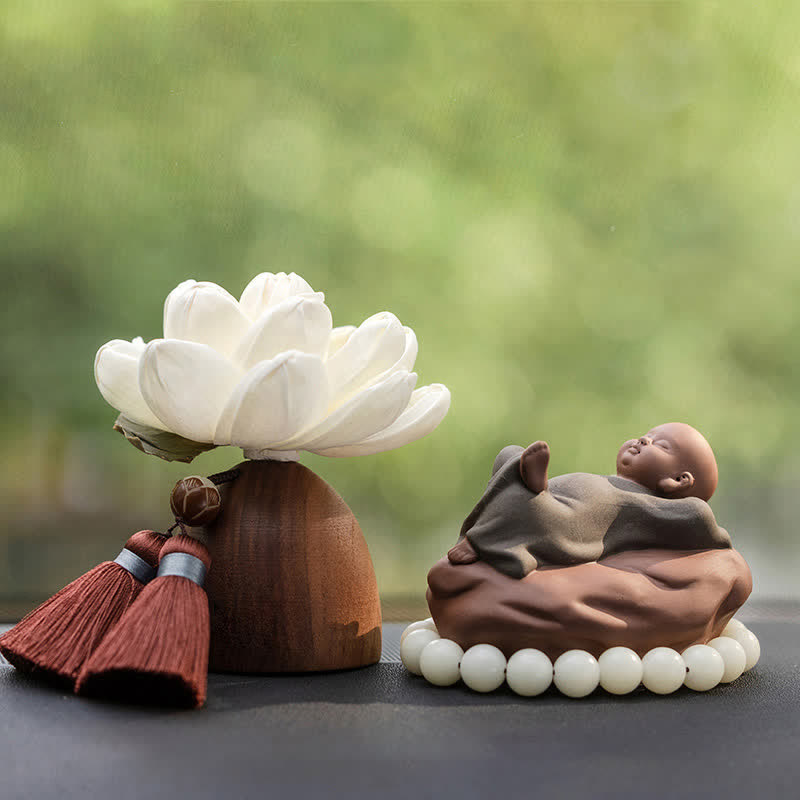 Decoraciones de cura calmante de flor de Buda de madera de melocotón negro - image 13