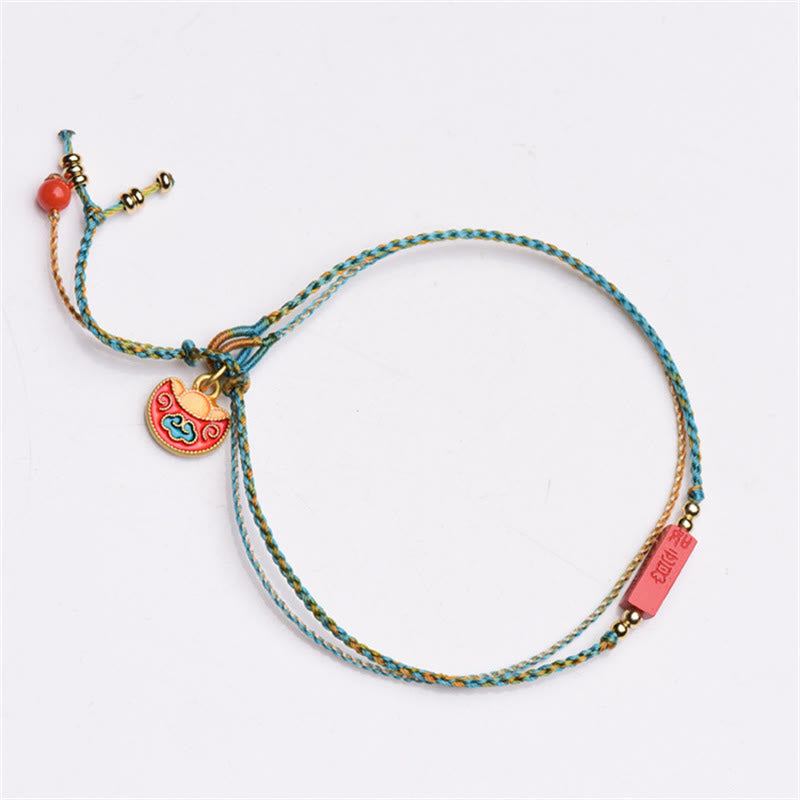 Pulsera de doble capa trenzada con Buddha Stones hecha a mano con cinabrio como uno desea bendición