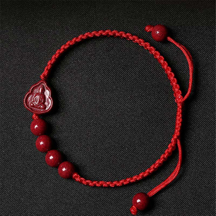 Pulsera de cuerda de bendición de cinabrio de Avalokitesvara de Buda sonriente con Buddha Stones