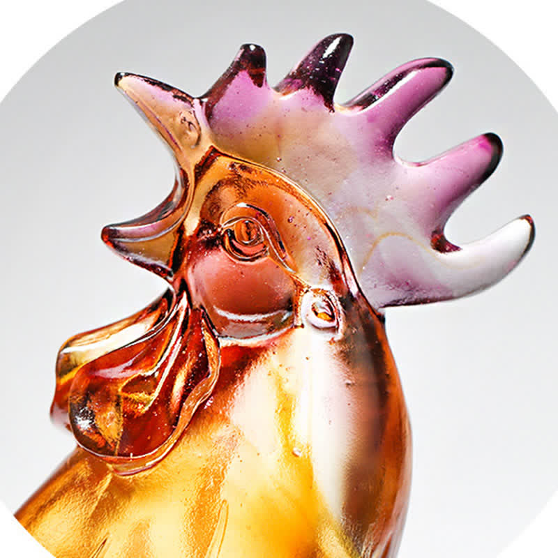Pieza de arte de gallo de cristal Liuli hecha a mano para decoración del hogar - image 11