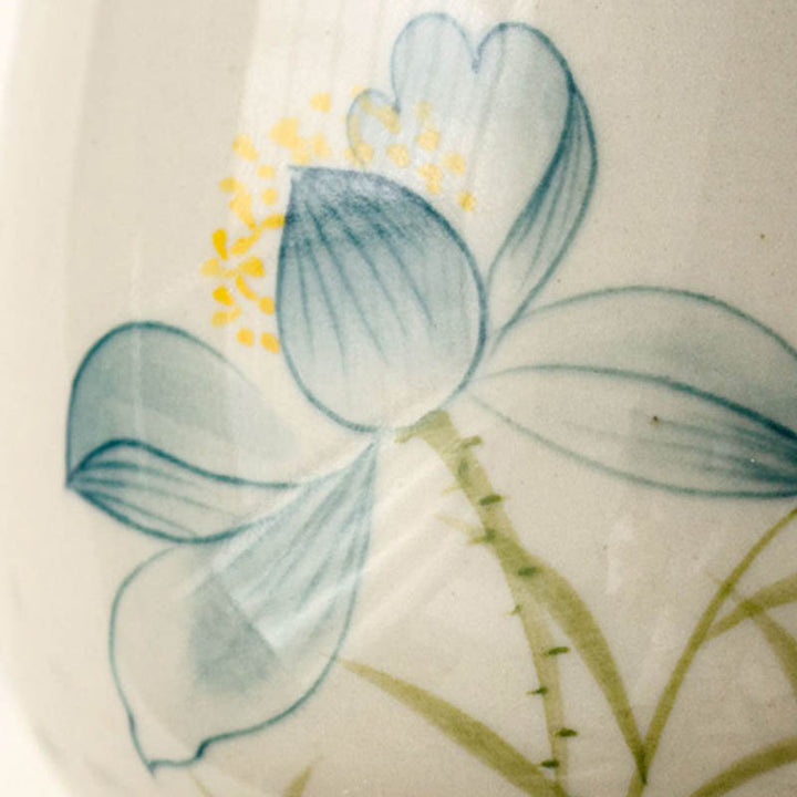 Taza de té de cerámica de flor de loto pintada a mano con Buddha Stones, taza de té de Kung Fu