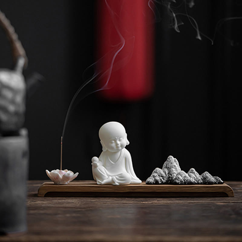 Buddha Stones, flor de loto, Tathagata Kwan Yin, Avalokitesvara Ksitigarbha, palo de cerámica para meditación, decoración de quemador de incienso