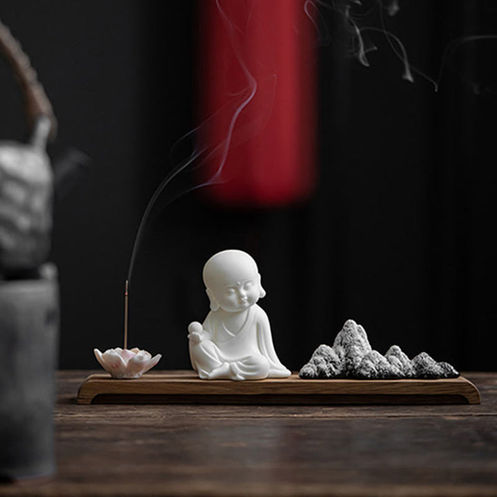 Buddha Stones, flor de loto, Tathagata Kwan Yin, Avalokitesvara Ksitigarbha, palo de cerámica para meditación, decoración de quemador de incienso