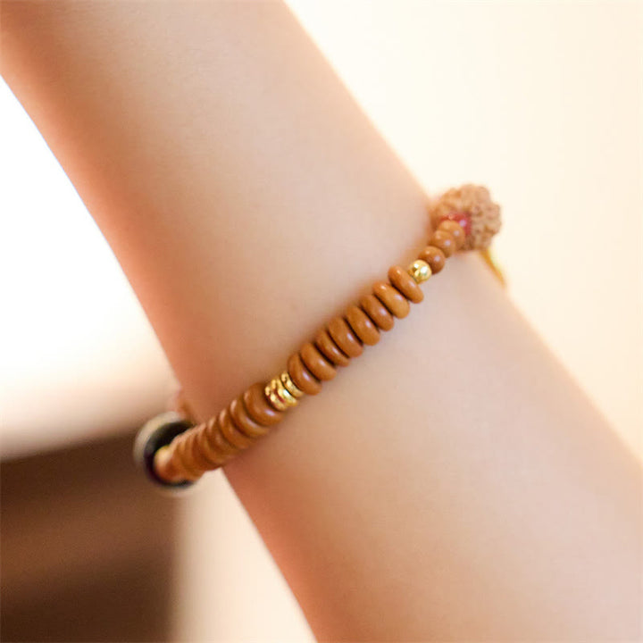 Buddha Stones, semilla tibetana de Bodhi, ónix negro, cuarzo ahumado, Om Mani Padme Hum Fu, pulsera de riqueza con carácter