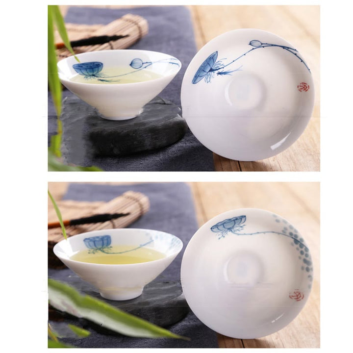 Buddha Stones Vintage ciruela orquídea bambú crisantemo loto pez Koi taza de té de cerámica tazas de té Kung Fu