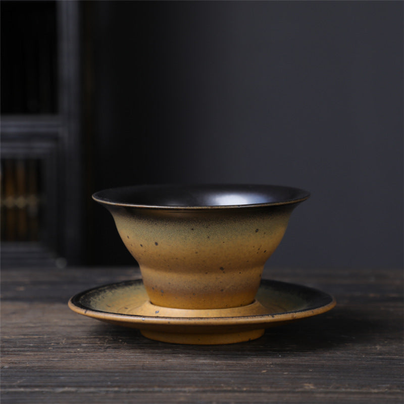 Taza de café de cerámica con diseño de planeta de Buddha Stones, taza de café y té de cerámica rugosa con platillo