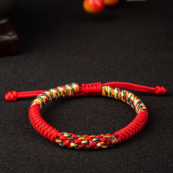 Pulsera de cuerda trenzada de la suerte con nudo King Kong colorido hecho a mano tibetano con Buddha Stones