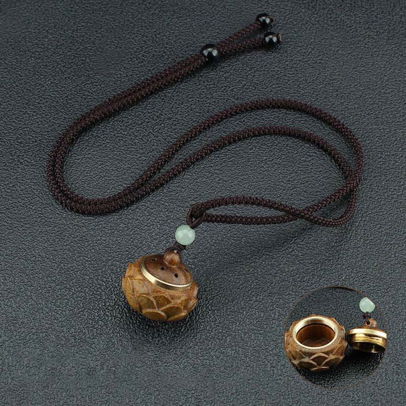 Buddha Stones Tíbet Sándalo Verde Palisandro Om Mani Padme Hum Loto Collar Calmante Positivo Colgante - image 12