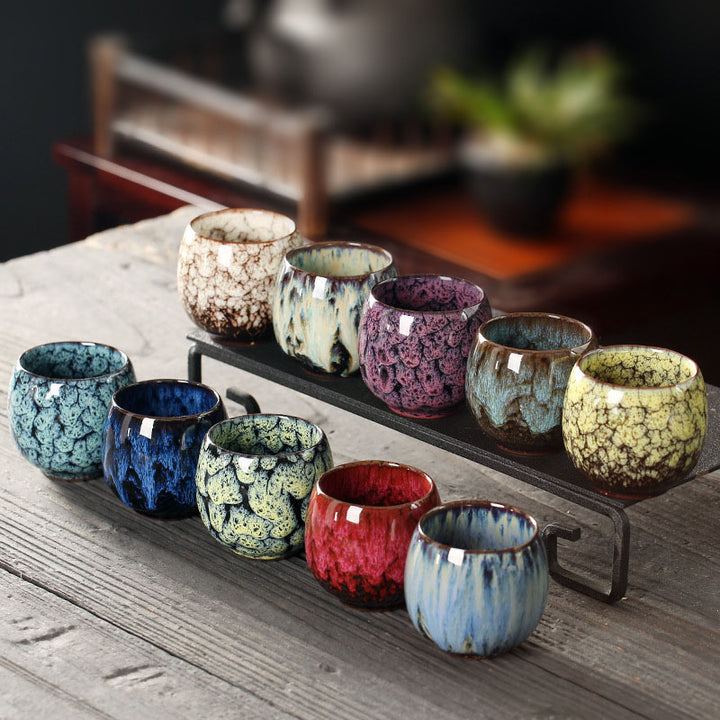 Buddha Stones Simple multicolor cambio de horno chino Jianzhan taza de té de cerámica Kung Fu taza de té 110ml