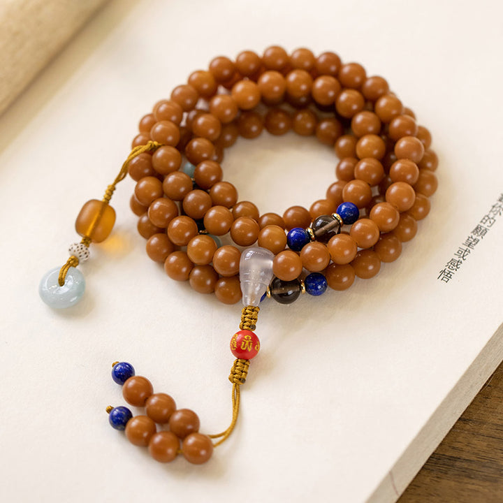 Pulsera de meditación con bendición de semillas Bodhi, 108 cuentas, Mala