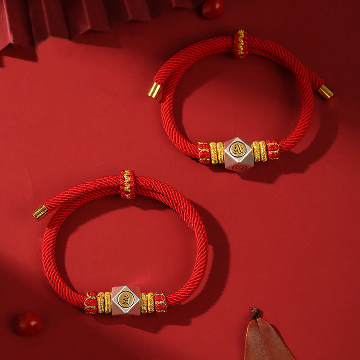 Pulsera para niños hecha a mano con Buddha Stones de plata de ley 999, zodíaco chino, Buda natal, cuerda roja, fuerza de la suerte