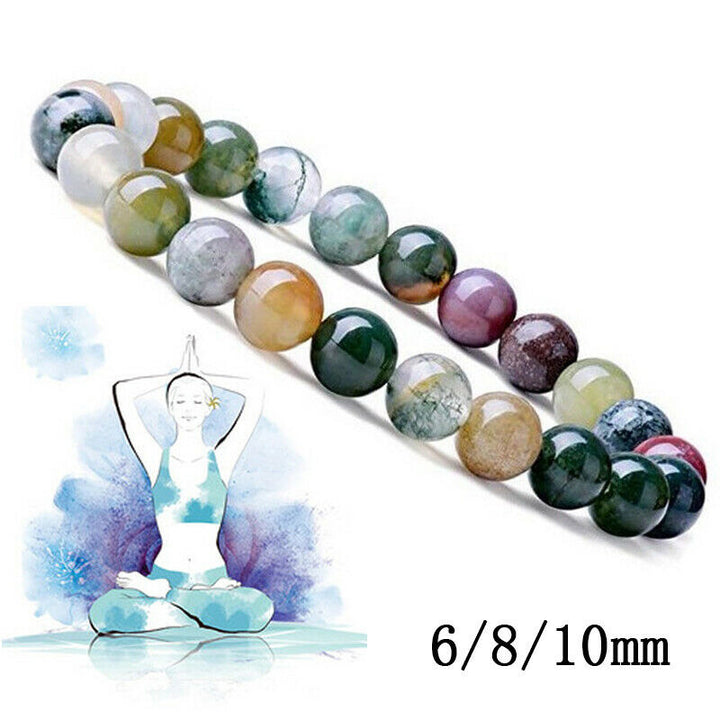 Pulsera de yoga de la suerte con cuentas de ágata india de Buddha Stones