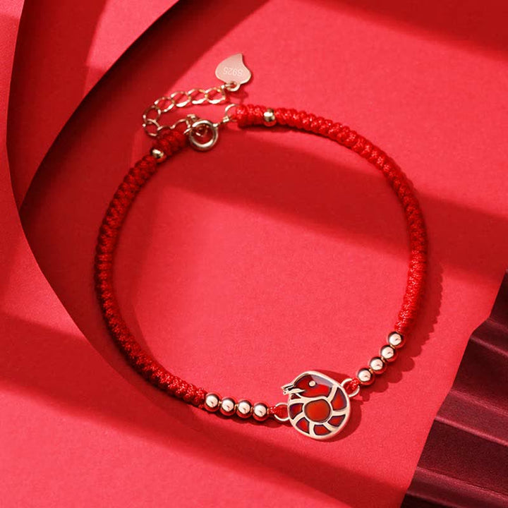 Pulsera de hilo rojo con Buddha Stones de plata de ley 925, zodíaco chino, suerte, fe, decoloración