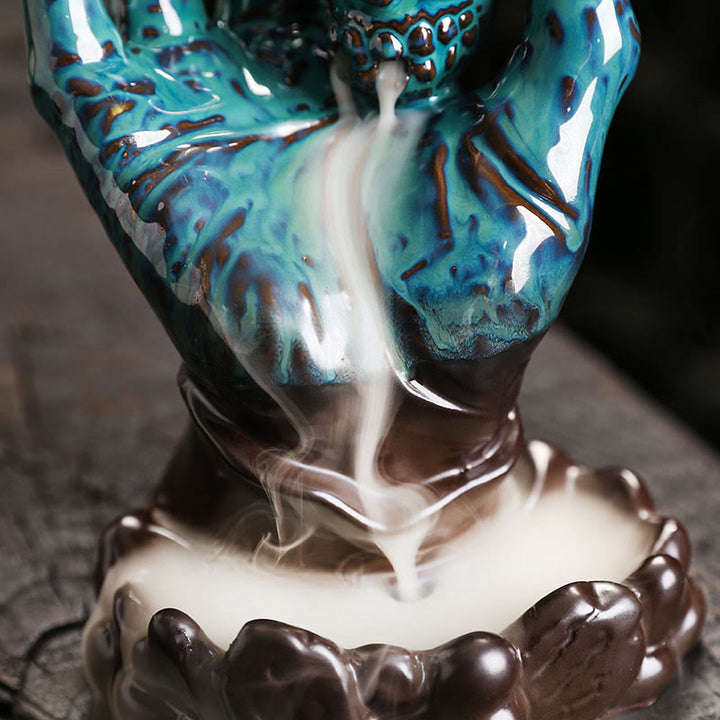 Quemador de incienso curativo de cerámica con cabeza de calavera y mano fantasma de Halloween , Buddha Stones, decoración