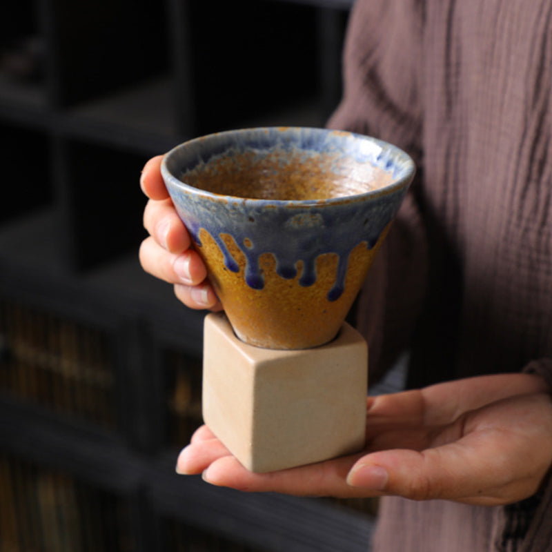 Taza de café de cerámica con degradado Vintage de Buddha Stones, taza de café expreso con leche y té con Base de 200ml