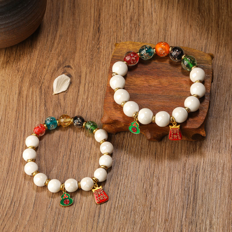 Buddha Stones, incienso tibetano, ceniza de porcelana, luminosa, fluorescente, Liuli, cuentas de cristal, calabaza, moneda de cobre, pulsera de la paz