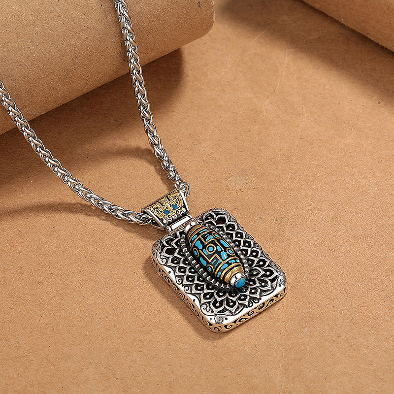 Colgante de collar giratorio curativo de cobre con diseño de cuentas Dzi de nueve ojos de Buddha Stones