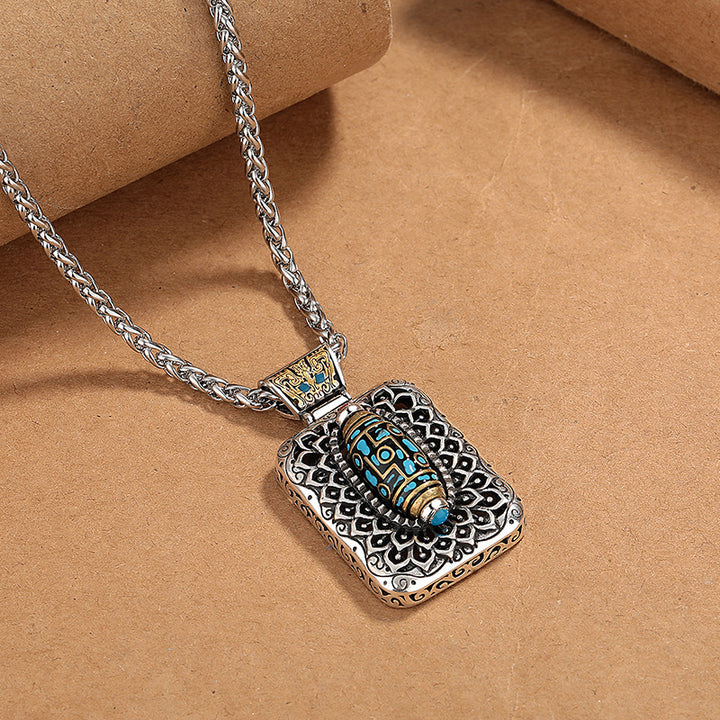 Colgante de collar giratorio curativo de cobre con diseño de cuentas Dzi de nueve ojos de Buddha Stones