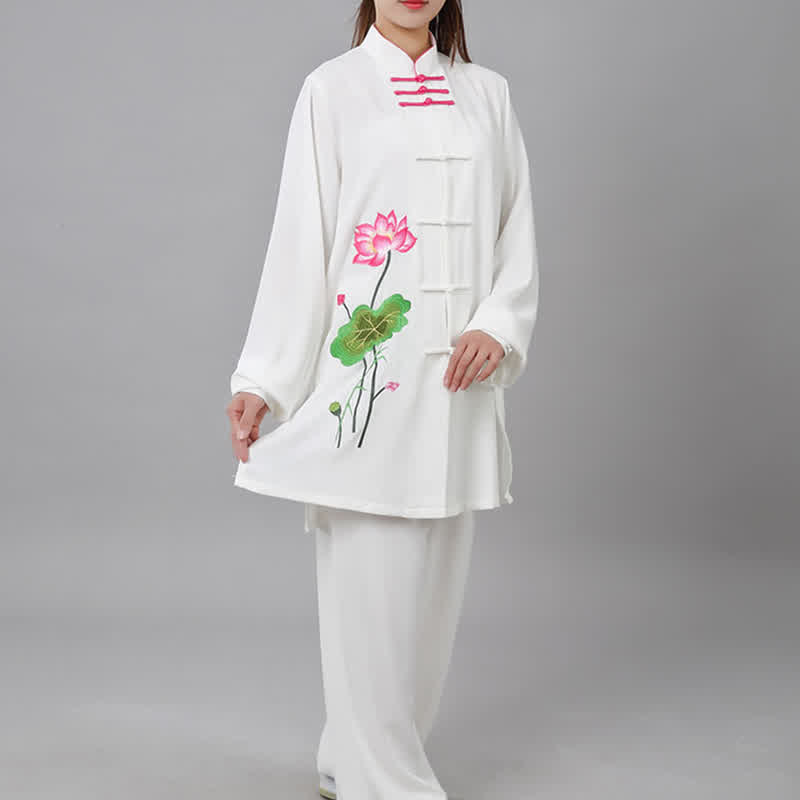 Conjunto de ropa para mujer con diseño de hojas y flores de loto y piedras de Buddha Stones para meditación, tai chi, oración y práctica espiritual zen - image 15