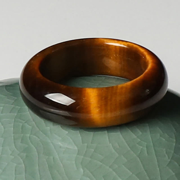 Anillo de protección de fuerza de piedra de ojo de tigre de Buddha Stones