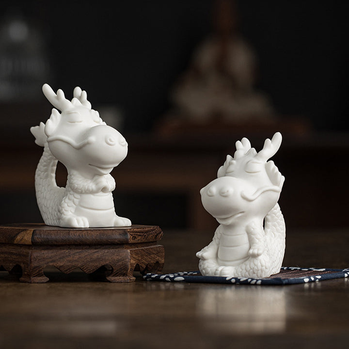 Buddha Stones, año del dragón, suerte, porcelana blanca, cerámica, té, mascota, decoración del hogar