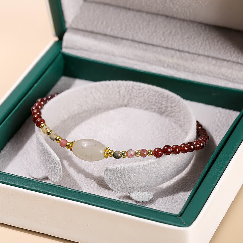 Pulsera Pasión con Cuentas de Turmalina y Jade Granate con Buddha Stones
